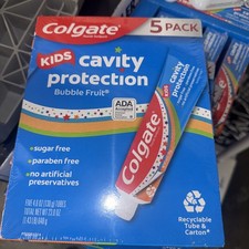 Colgate Kids Toothpaste w/ Fluoride, Bubble Fruit Flavor, 4.6 oz 5 Pack EXP 2/27 0.56 per gallon