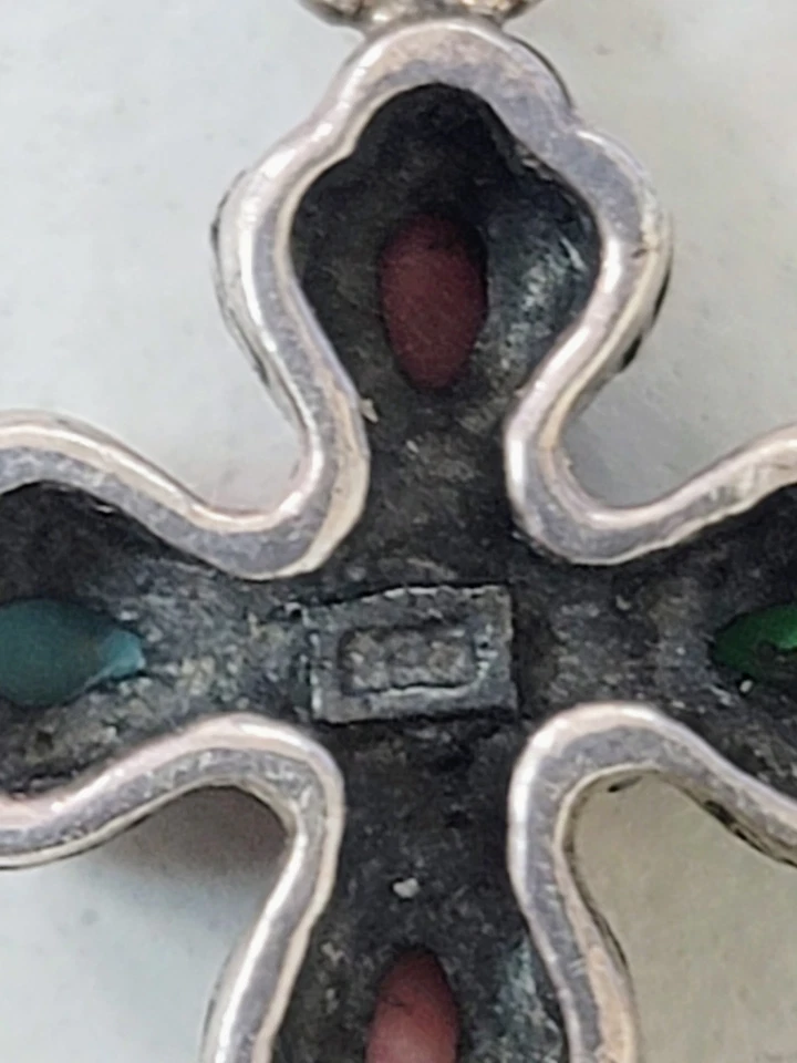Colgante Cruz Pequeña Silpada Vintage Piedras Preciosas Multicolores Plata de Ley 925 Foto 3 de 4