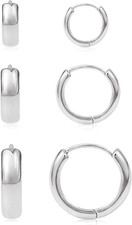 3 Pairs Small Gold Huggie Hoop Earrings Set for Women Girls Multi Piercing Earri