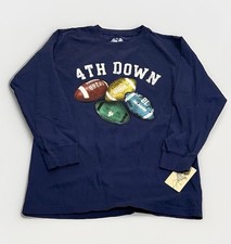 Wes & Willy Boy's Blue Knit Football Graphic Print Long Sleeve T-shirt XL NWT