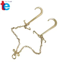 US 5/16" G70 V-Chain Bridle + 15" Large J Hooks,T- Hook & J-Hook + Grab Hooks 3'