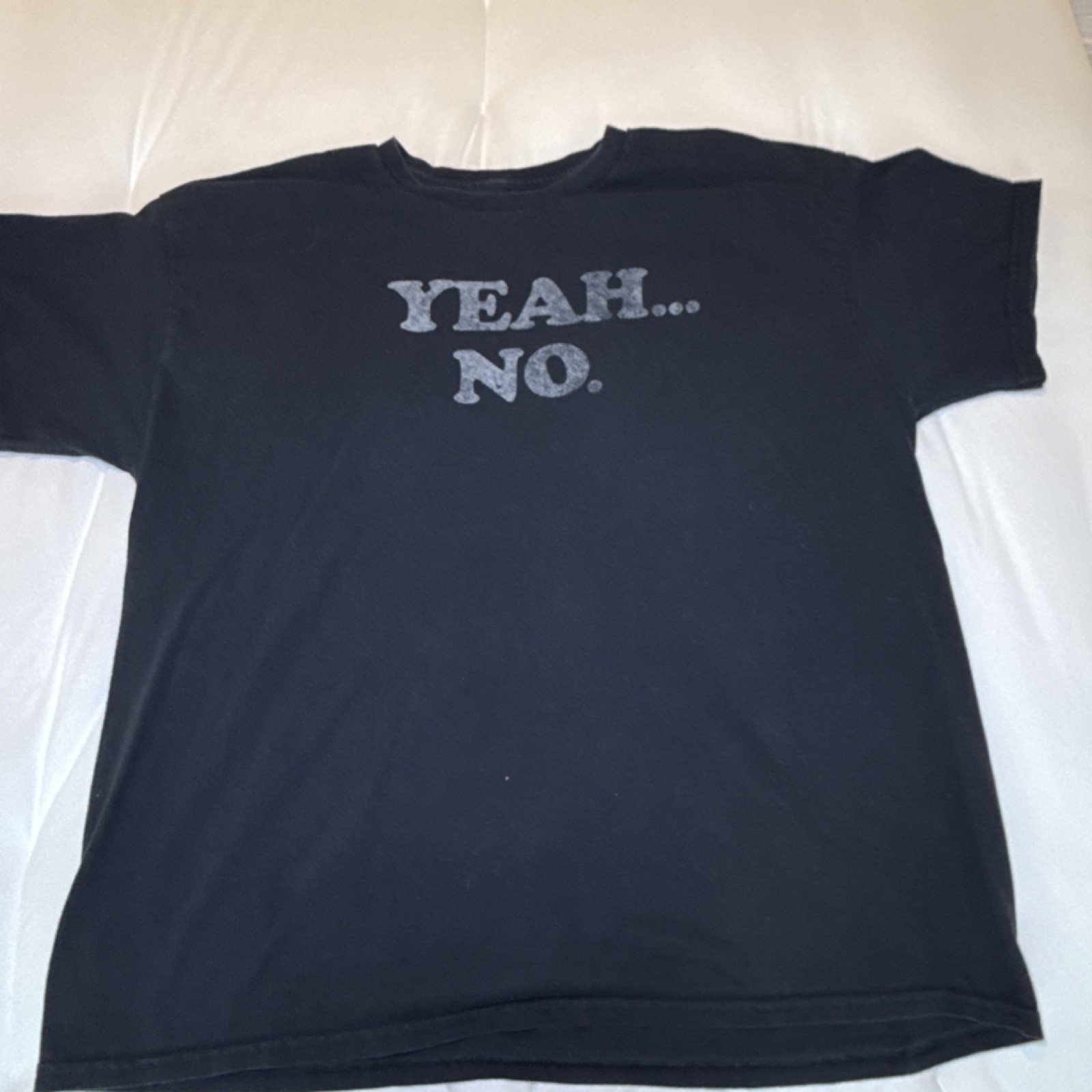 DOM Men's Cotton T-Shirt Black Yeah... No. Graphic Funny Short Sleeve XL