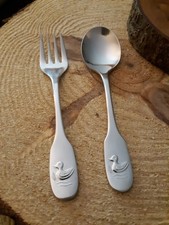 Selandia Baby Spoon And Fork Set Duck Design Stainless Steel 18/8 New JAPAN