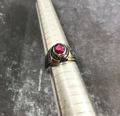 HAMILTON JUNIOR HIGH Class Ring mit Rubin Farbe Oval Stein Trillium 42 Größe 6,25