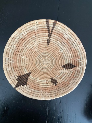 African Tribal Tanzania Basket Large Weave With Brown Markings Round VTG 13” - Picture 3 of 22