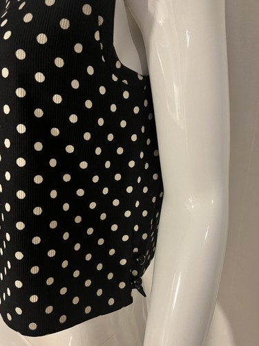 Valentino Miss V Sleeveless Black Off-white Polka Dot Sleeveless Vintage Top 44 - Picture 5 of 13