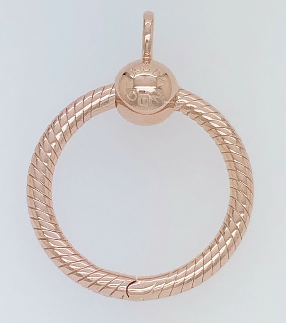NEW Authentic PANDORA Rose 14K Gold O Pendant Moment Charm Holder