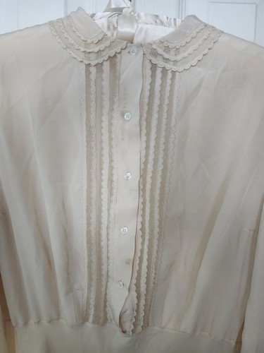 Vintage Cream Silk Empire Waist Dress - Picture 6 of 6
