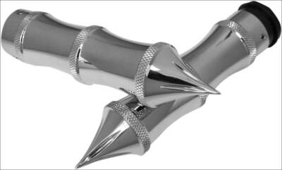 Accutronix Custom Gothic Tribal Style Chrome Hand Grips for Harley Throttle b...