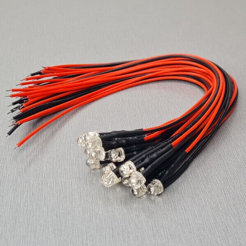 5/10/20Pcs 5mm UV Purple Straw Hat Water Clear LED 20CM Pre Wired DC12V - Picture 13 of 14