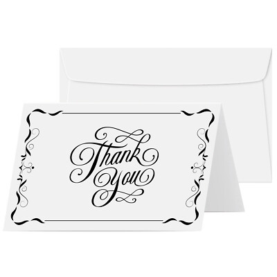 Thank You Greeting Cards & Envelopes - Large Size 8.5 x 5.5'' - 2 per Pack