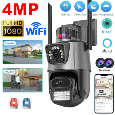 4PCS Camara De Seguridad 4K Wifi Inalambricas Para Exterior Con Vision Nocturna