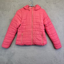 1 Sunset Lane Puffer Jacket Women’s M Pink Full Zip Fleece Fur Lined Winter