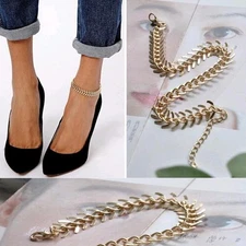 Womens Fashion Jewelry Chain Link Layered Draped Anklet Gold Ankle Bracelet 