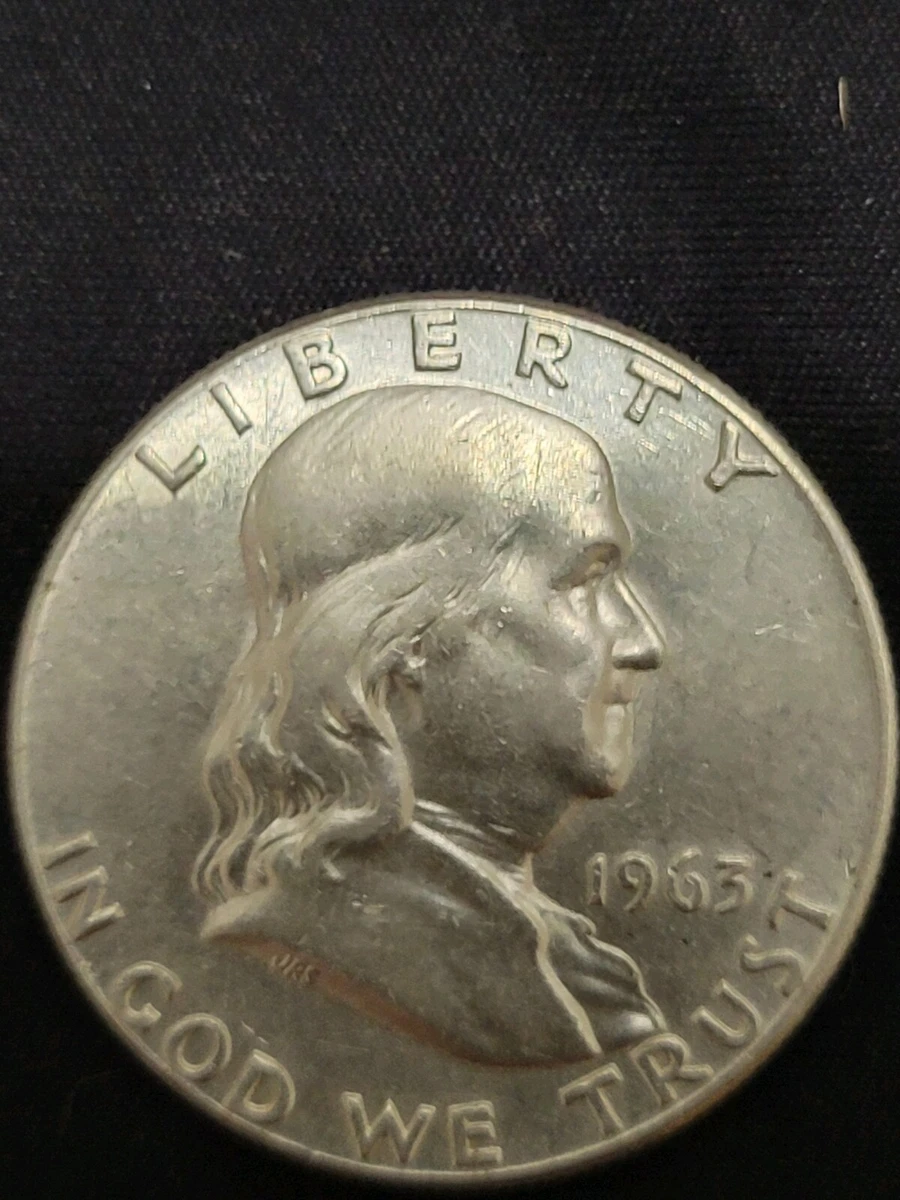 1963 Ben Franklin Half-dollar, No Mint Mark, FLB, Very Nice Coin