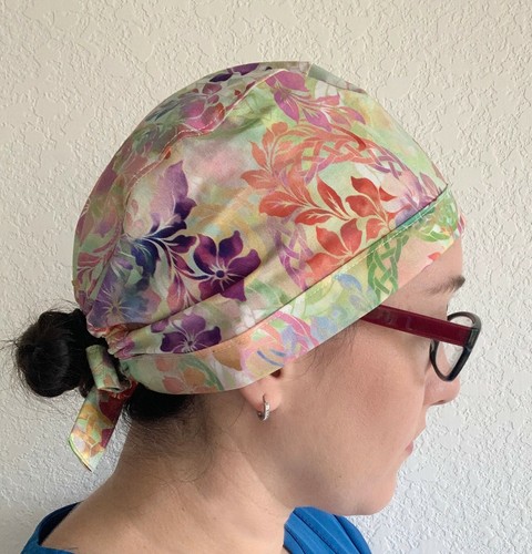 Cotton scrub hat cap | tie back w 