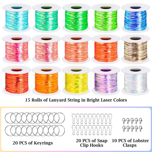 15x Lanyard String Kit Cordón de cordones de plástico para collar de pulsera - Picture 7 of 7