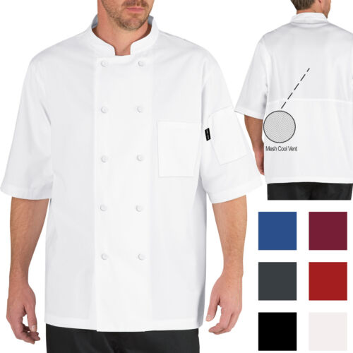 Chef Code Lightweight Cool Breeze Chef Coat Short Sleeve & Mesh Vent Inlay CC105 - Picture 1 of 13