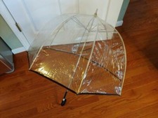 Vintage UMBRELLA See Through Clear Vinyl w/ Fine Black Trim