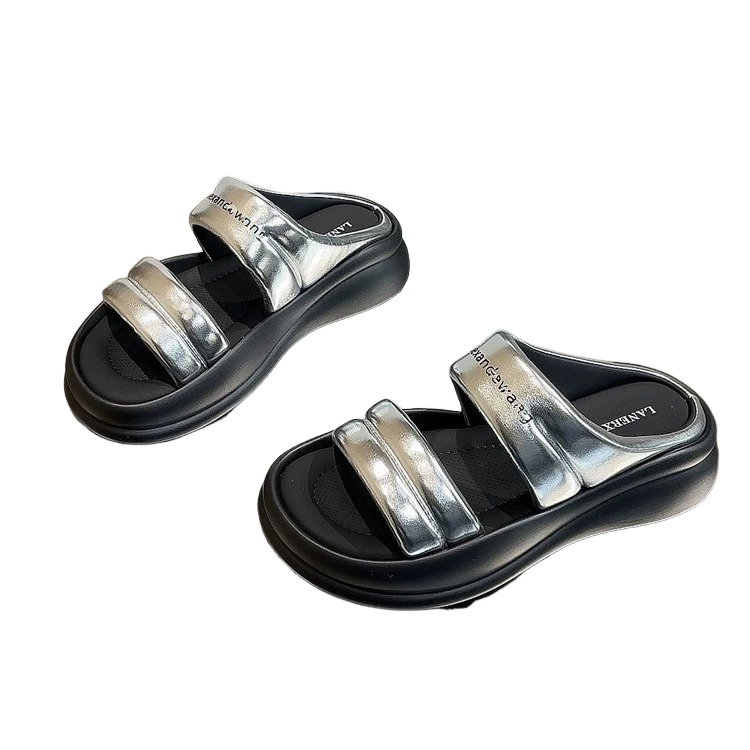 SAOLA Nuove pantofole estive donna suola spessa argento sandali e pantofole casual