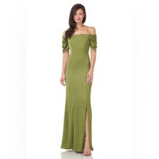 JS COLLECTION/ OFF SHOULDER SPAGHETTI STRAP GOWN/ Color: Juniper NWT Size 4