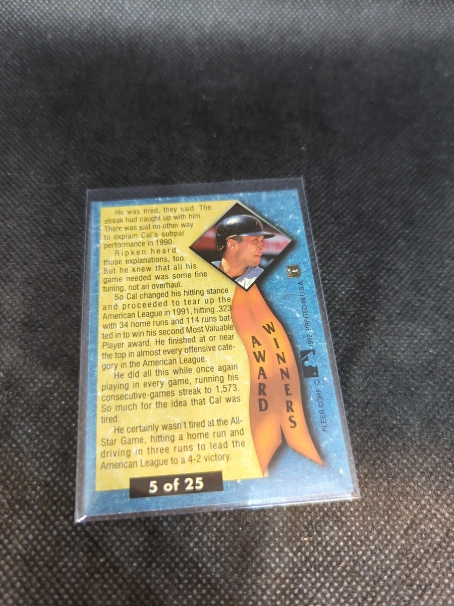 CAL RIPKEN JR. 1992 Fleer Ultra Card #5 of 25 MVP AL AWARD WINNERS