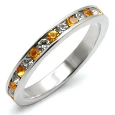 LOAS914 - High-Polished 925 Sterling Silver Ring with Top Grade Crystal  in