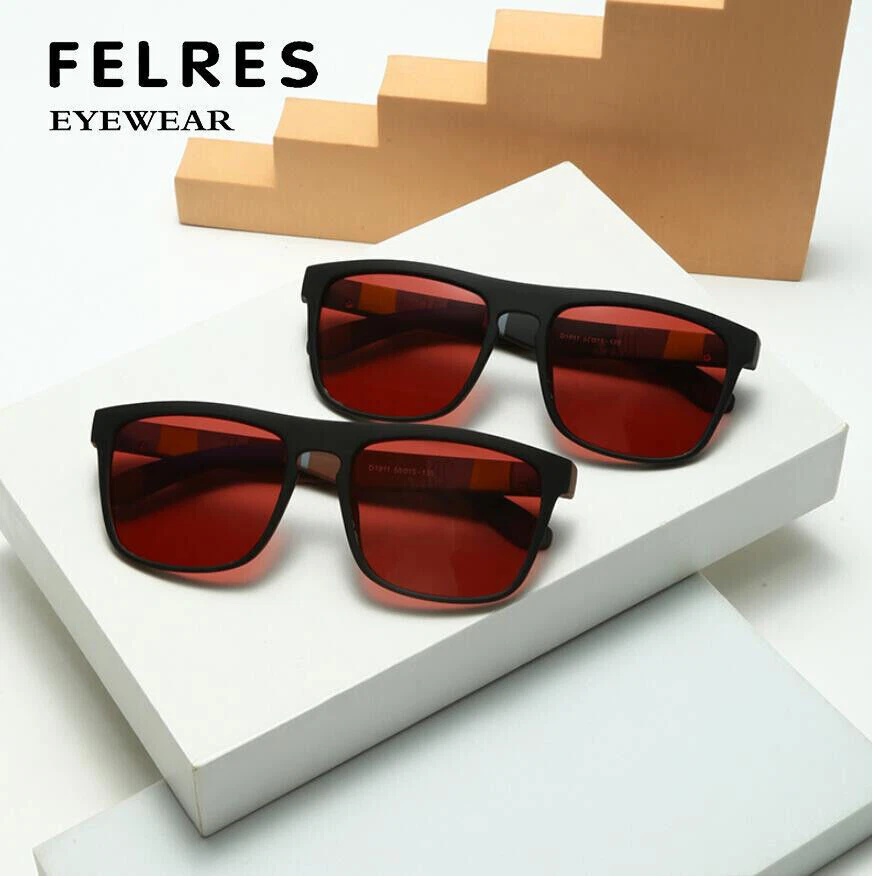 Square Polarized Fishing Sunglasses For Men Red Lens Shades Sport Glasses UV400 - Image 2 of 4