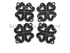 Black CZ Clover Connector charm, sku A93