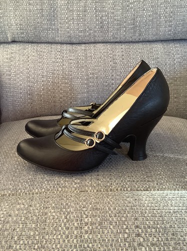 Schuh Y2K shoes Mary Jane Black Leather Kitten Heel EU 37UK 4 | eBay