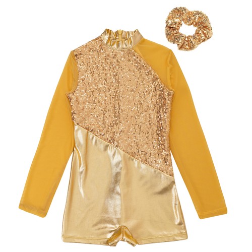 Kids Girls Sets Sequin Outfit Gymnastics Dancewear Patchwork Leotard Dance Soft - Picture 15 of 53