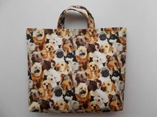 Shopping Bags/Tote, Fabric, Dogs Multiple, Handmade 13" x 15"