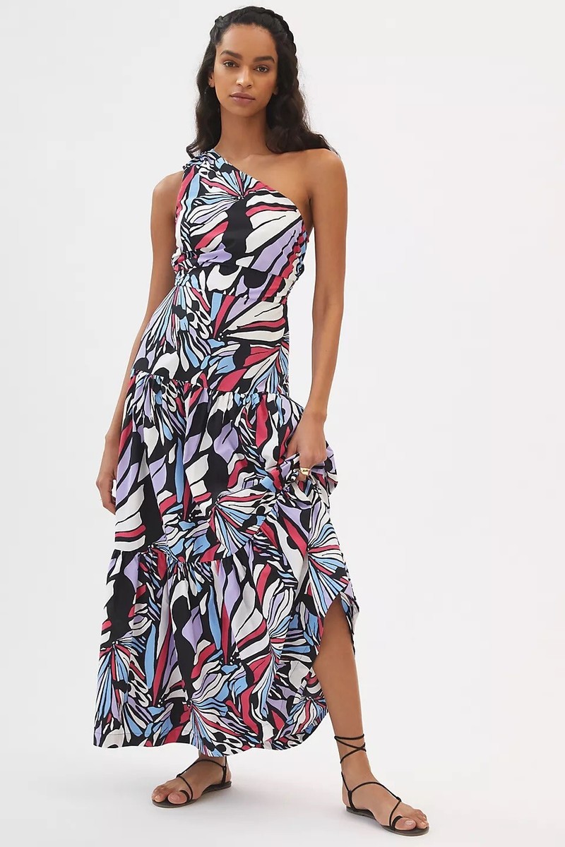 maeve one shoulder maxi dress Maeve One-Shoulder Embroidered Maxi Dress