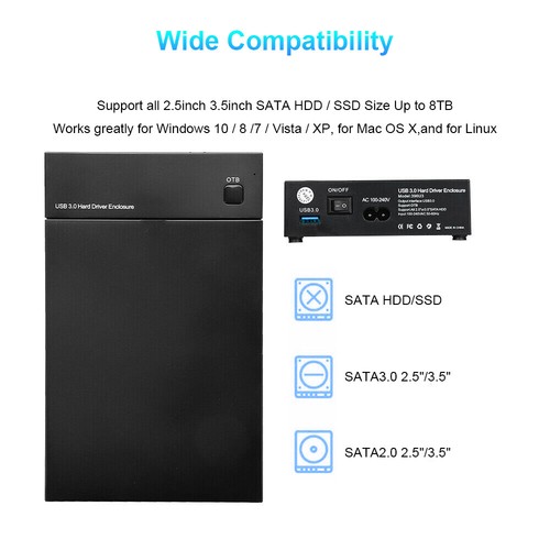 3.5" 2.5 Inch Enclosure Caddy USB 3.0 External Hard Drive Case SATA HDD/SSD AU - Picture 5 of 16