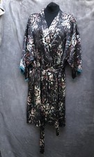 Black floral dressing gown Blue Trim Polyester 32/148 