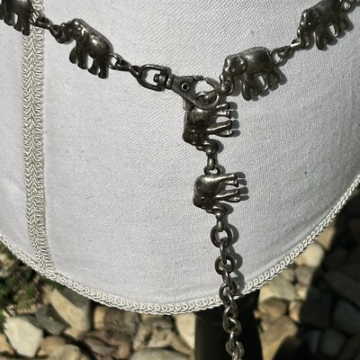 Vintage Silver Tone Elephant Family Hip Boho Chain Belt 38  display picture 1