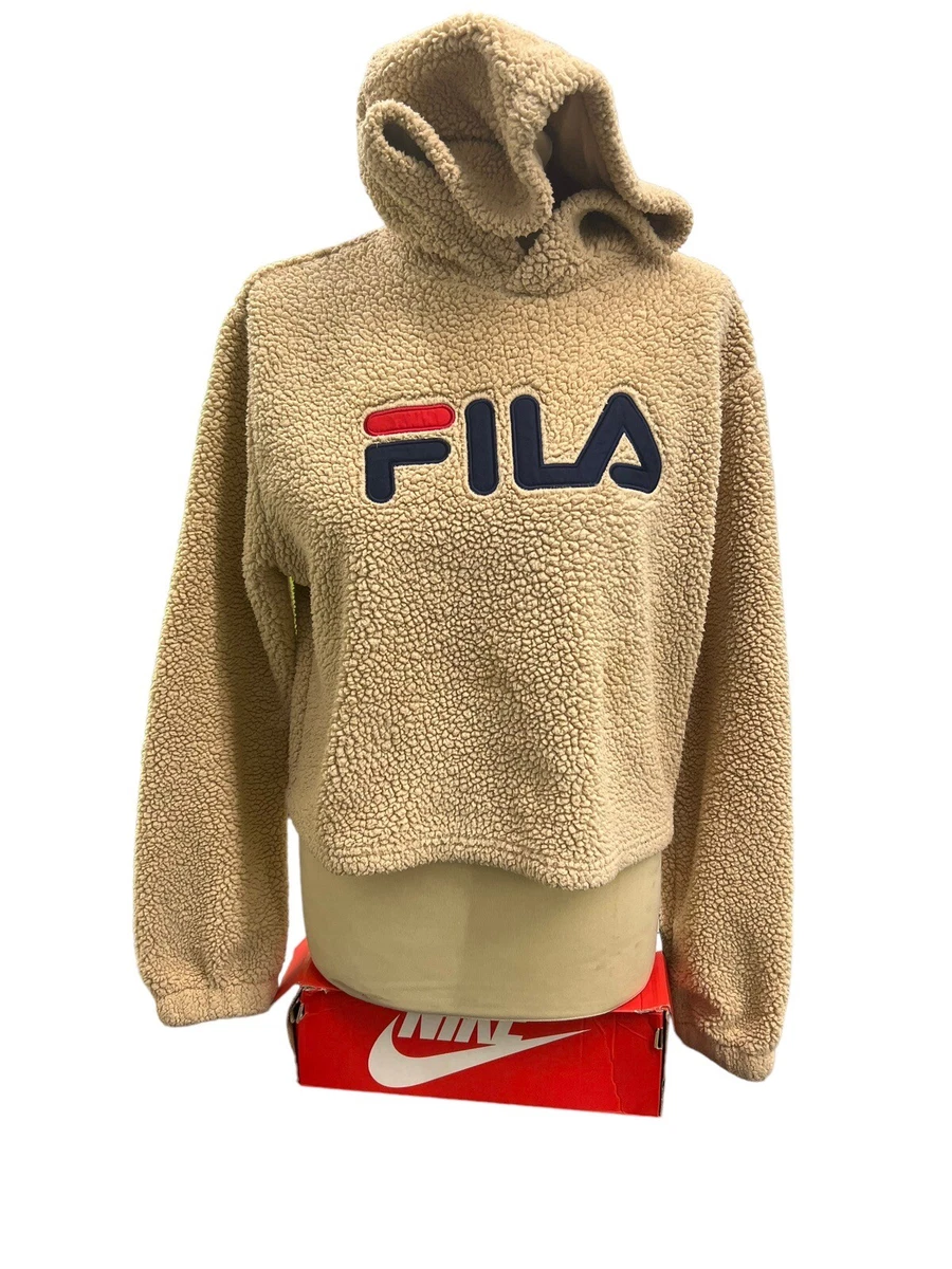 Fila cropped teddy hoodie tan colour M eBay