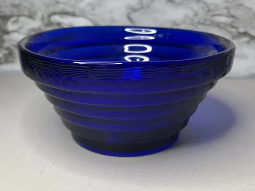Blenko Pyramid Step Glass Bowl Beehive Cobalt Blue