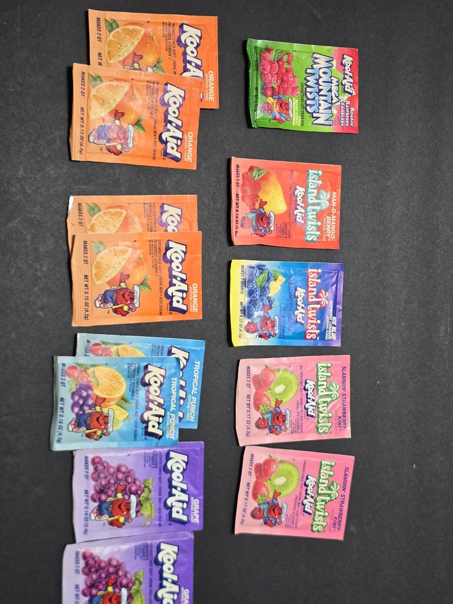 Vintage Kool Aid Packets Variety Island Twists, Mega Mountain