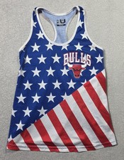 Chicago Bulls Shirt Mens Medium Blue NBA Basketball USA Flag Graphic Tank Top