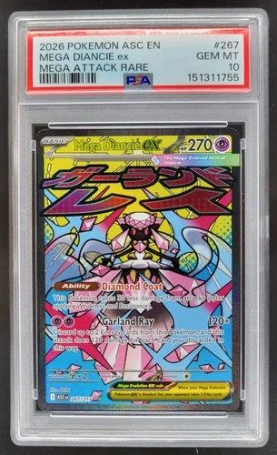 2026 Pokemon Ascended Heroes Mega Diancie ex 267/217 Mega Attack Rare PSA 10 AL2