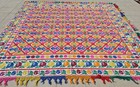 Rare Hand Embroidered Needlework Vintage Bedsheet Textile Wall Hanging 8 x 8 Ft — photo 2