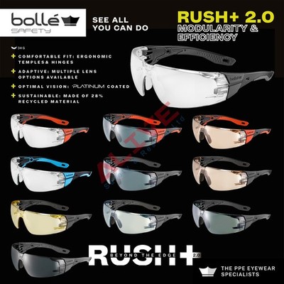 Bolle Schutzbrille RUSH+ 2.0 Antibeschlag & Anti-Kratzer / Recyclingmaterial - Neu