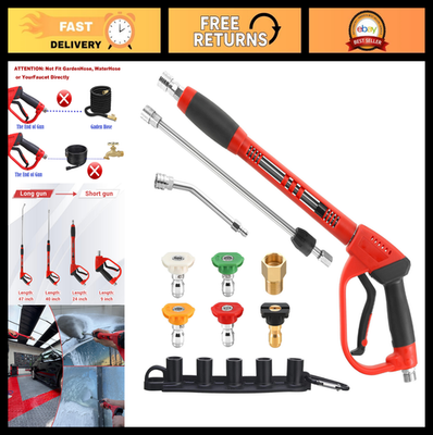 #ad Pressure Washer Gun with Extension Wand 30° Curved Rod 5 Nozzle Tips 4000 PSI $71.99