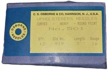 11 C.S. OSBORNE NO 501 3 Inch Upholstery Needles Curved heavy round point