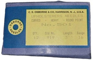 11 C.S. OSBORNE NO 501 3 Inch Upholstery Needles Curved heavy round point