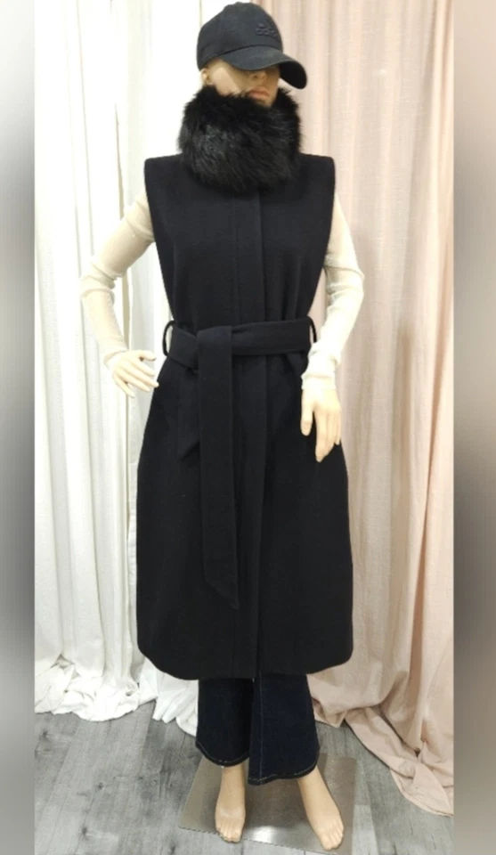 Thomas Wylde Raro Vintage Versátil Lana y Piel de Zorro Real Abrigo/Chaleco Largo Vestido Foto 2 de 4