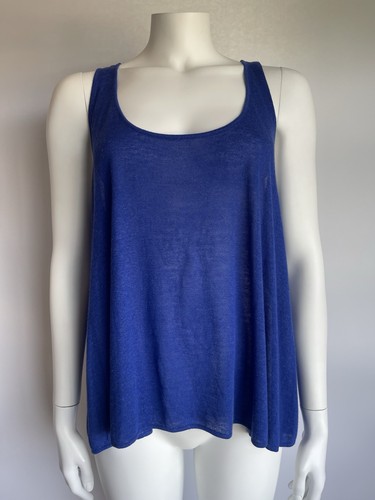 MES DEMOISELLES Vest Top FR 38 UK 10 Blue Double Layer Loose Fit Striped Lurex - Picture 2 of 7
