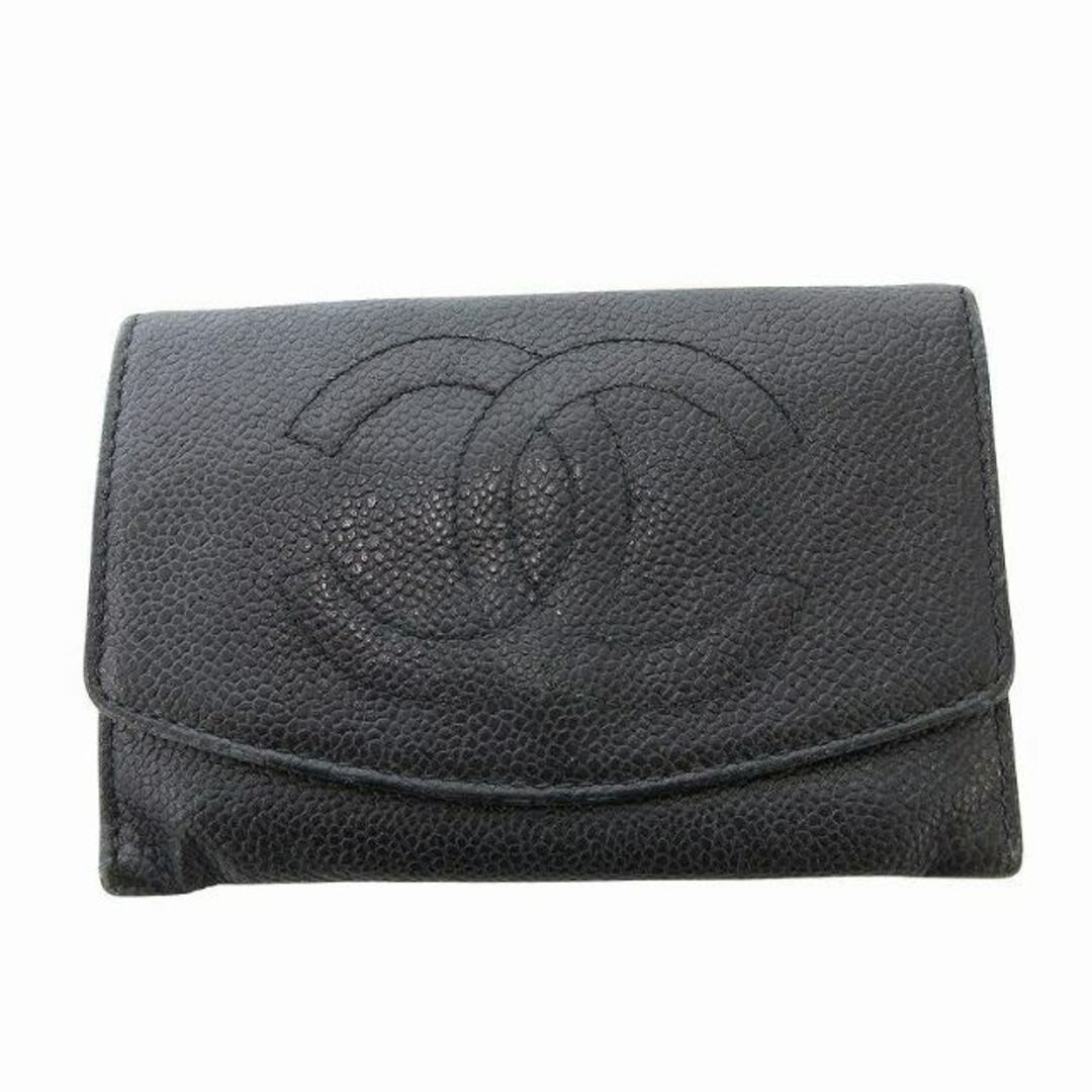 Chanel Black Caviar Leather Coco Mark Card Case Wallet