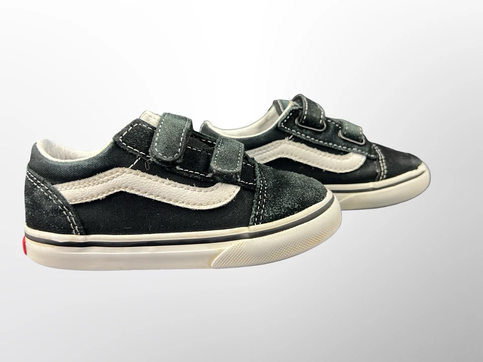 VANS Old Skool V Negro Gamuza Lona Zapatillas bajas Zapatos Niños Talla 8.5 Niño pequeño Foto 4 de 4